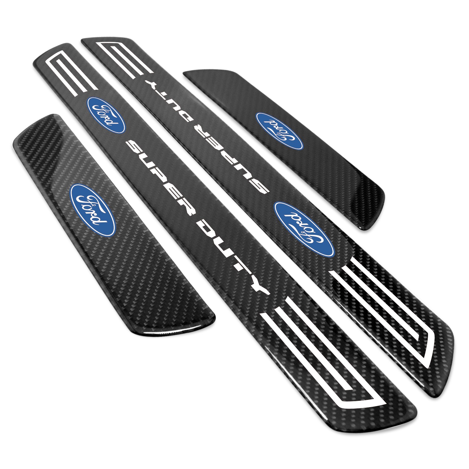 Ford Super-Duty X-Large Black Carbon Fiber 4 Pcs Universal Door Sill Plates