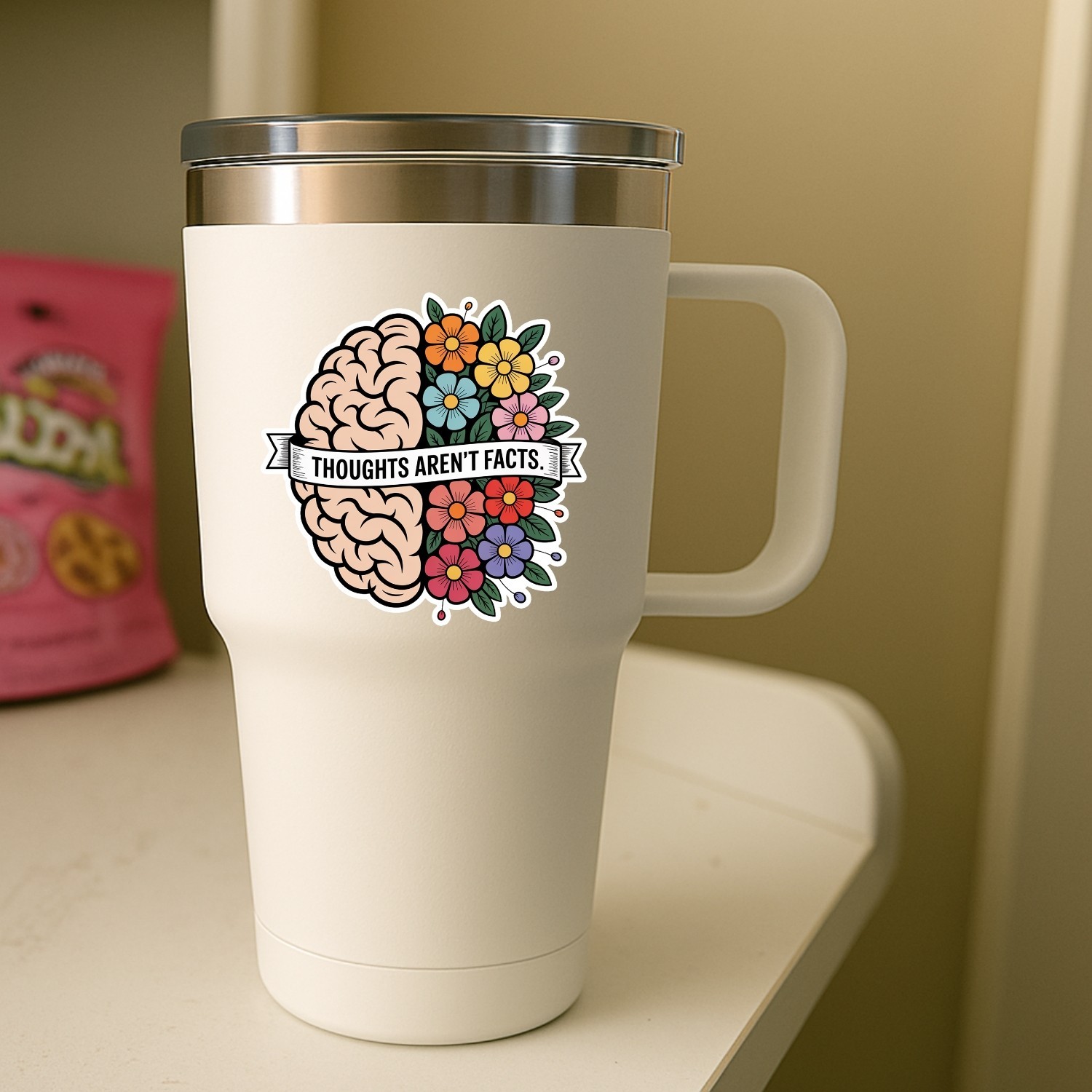4PCS Thoughts Aren’t Facts Stickers: Mental Health CBT Therapy Vinyl Decals