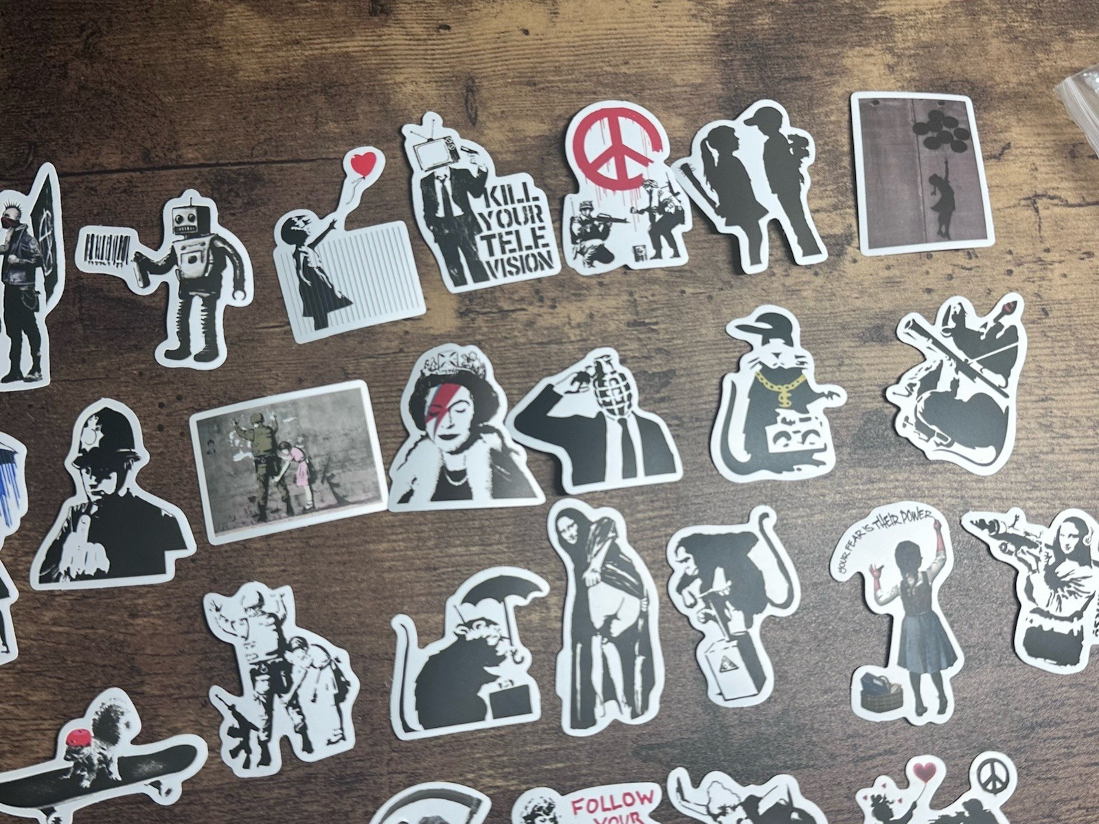 30PCS Banksy Sculptures Flower Thrower Stickers Cool Street Art