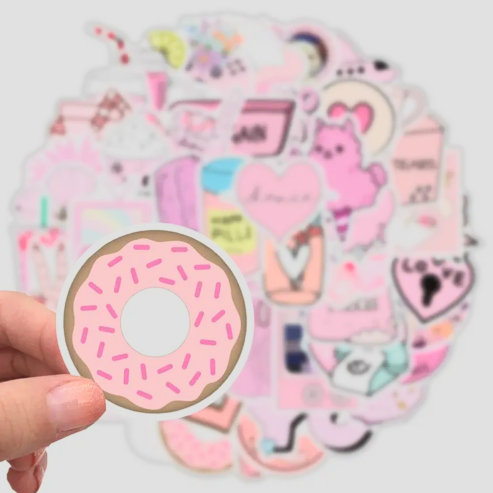 50pcs Cartoon Pink Girl Series Stickers Doodle Waterproof Motorcycles Stickers F