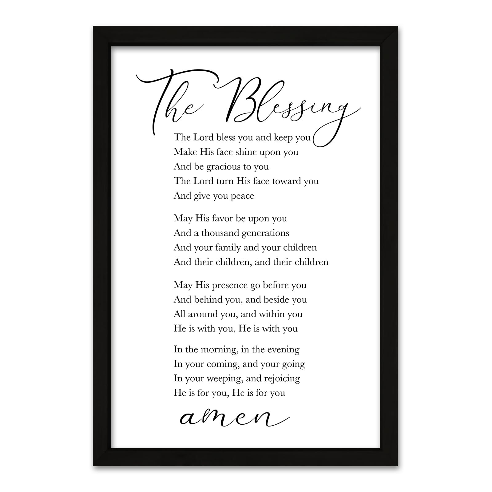 RLWangChao The Blessing Bible Verse Christian Wall Art for Home Decor 16"×1