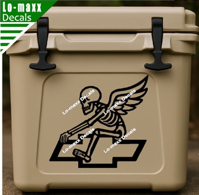 Chevy Bowtie Reaper Skeleton Wings Car Truck Die Cut Vinyl Decal Sticker