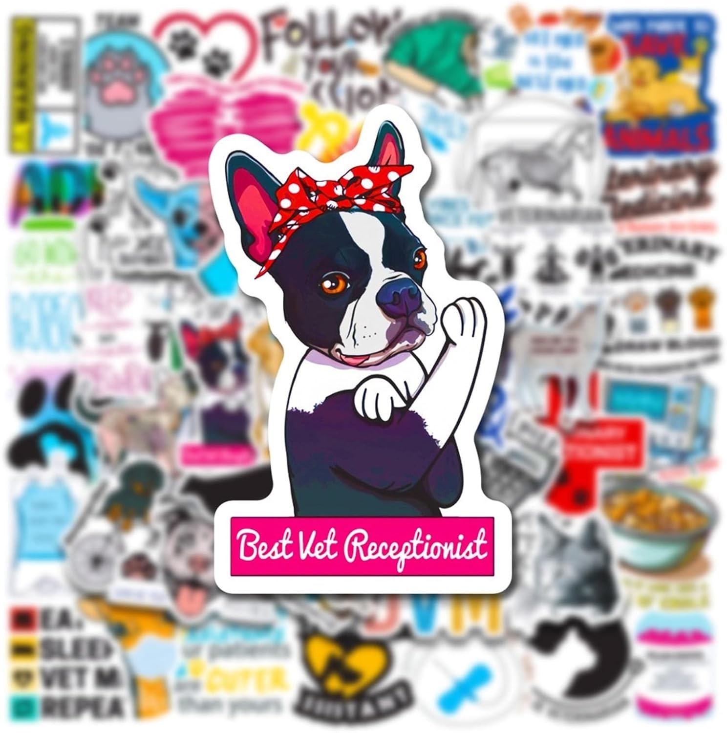 50 Pcs Waterproof Veterinary Stickers – Cute Decals for Teens & Animal Lovers