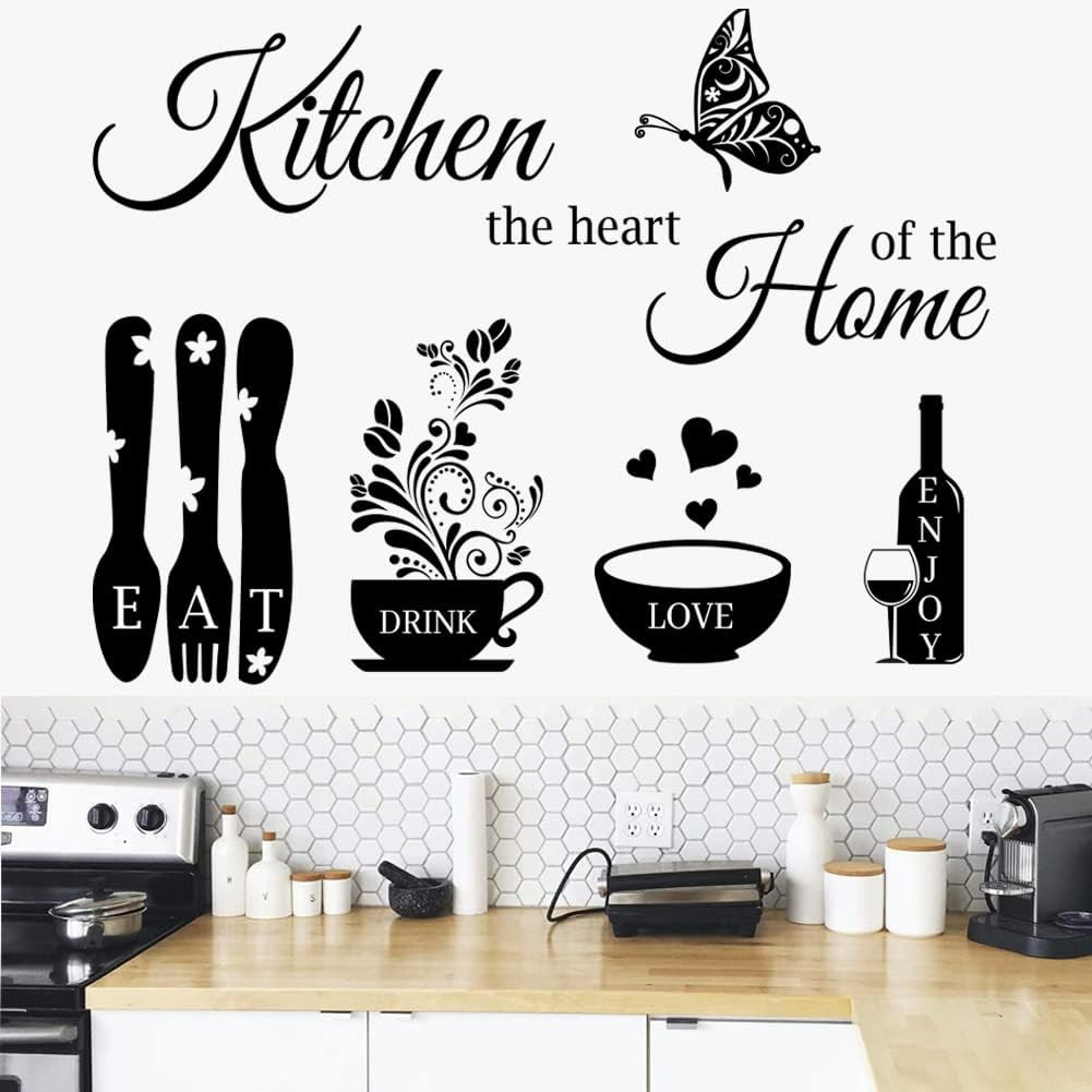 Kitchen Wall Stickers – the Heart of the Home Quotes Decals, Vinyl Wall Sign Art