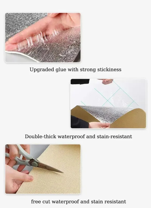 Self-adhesive Wallpaper Linen Thicken Waterproof Mildew Proof Plain Color Living