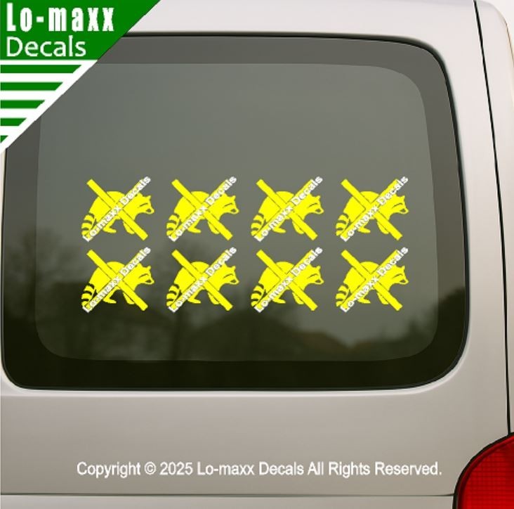 Raccoon Kill Markings Die Cut Vinyl Decal Sticker Car Truck Window Funny Graphic