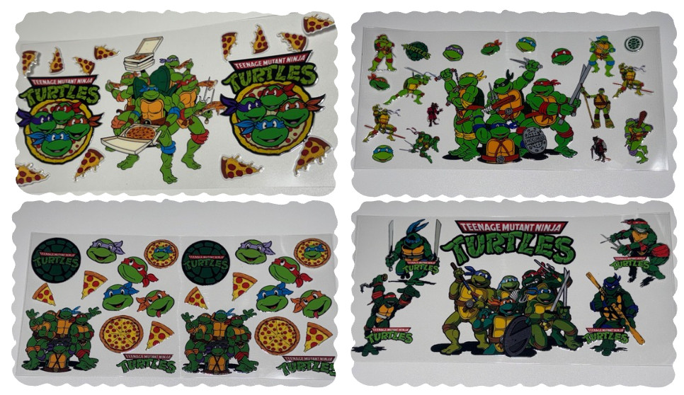 4 Cup Wraps Teenage Mutant Ninja Turtles UV DTF Assorted Set for 16 oz Cups TMNT