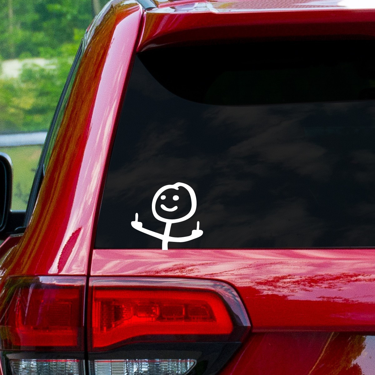 Middle Finger Stick Figure Guy Decal Window Sticker Funny | 28 Different Colors!