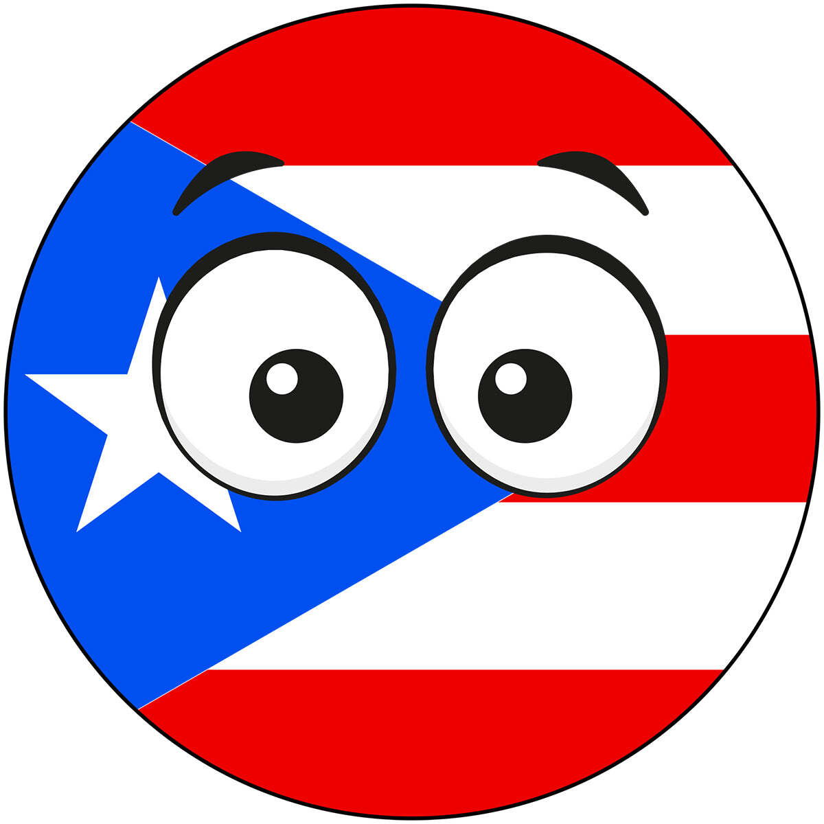 Puerto Rico Country Ball Googly Eyes Vinyl Decal 6 inches wide