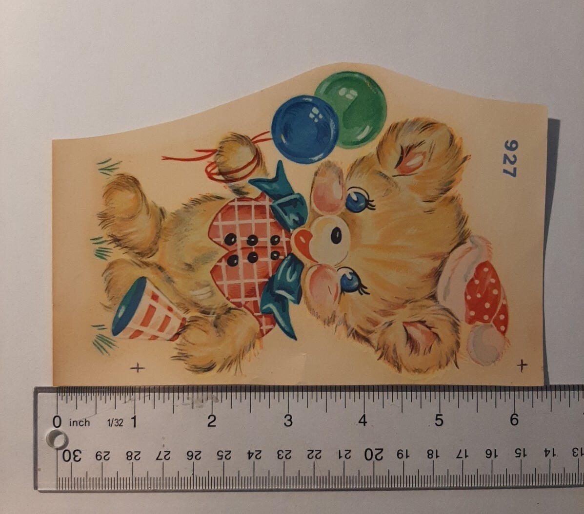 Vintage Water Transfer Decal Bear with Balloon Duro Unused