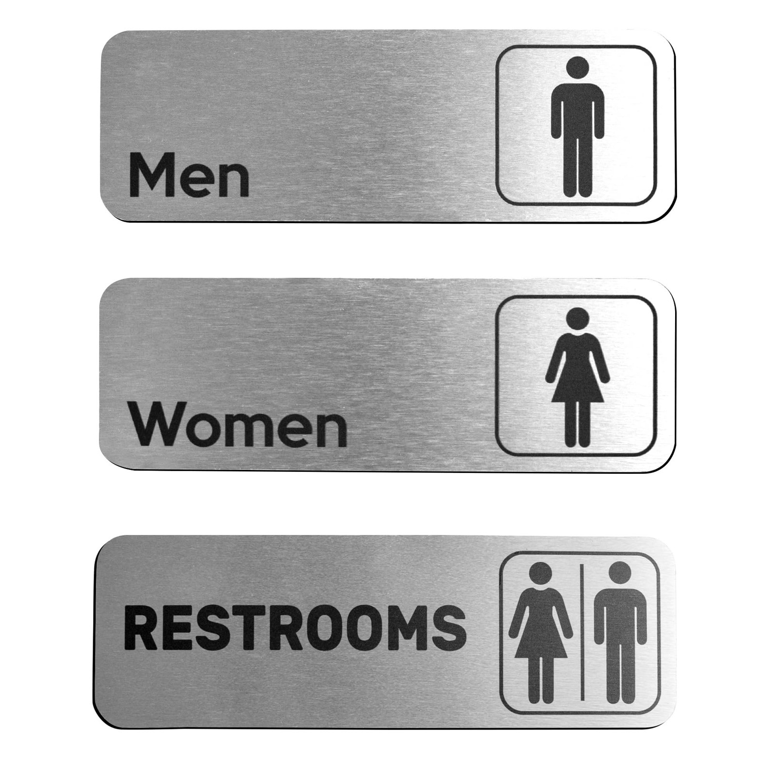 Men and Women + Restrooms Sign (Brushed Aluminum) – Bathroom Signs for Busine…
