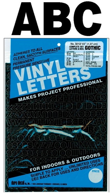 Permanent Adhesive Vinyl Letters & Numbers 1/2" GOTHIC BLACK ""SHIPS TODAY""