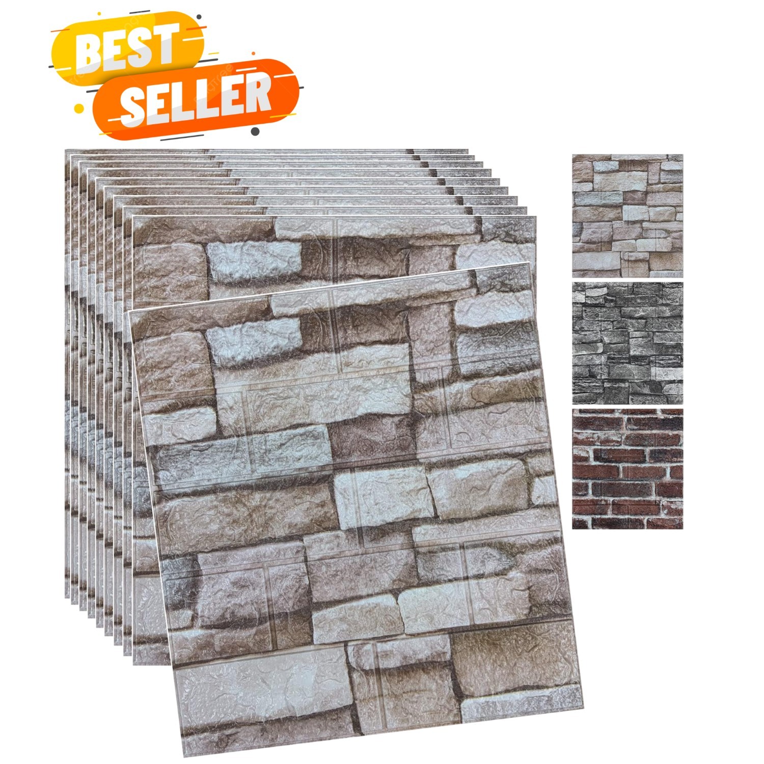 20PCS 3D Wall Panels Peel and Stick 3D Brick Wallpaper Peel and Stick Faux St…
