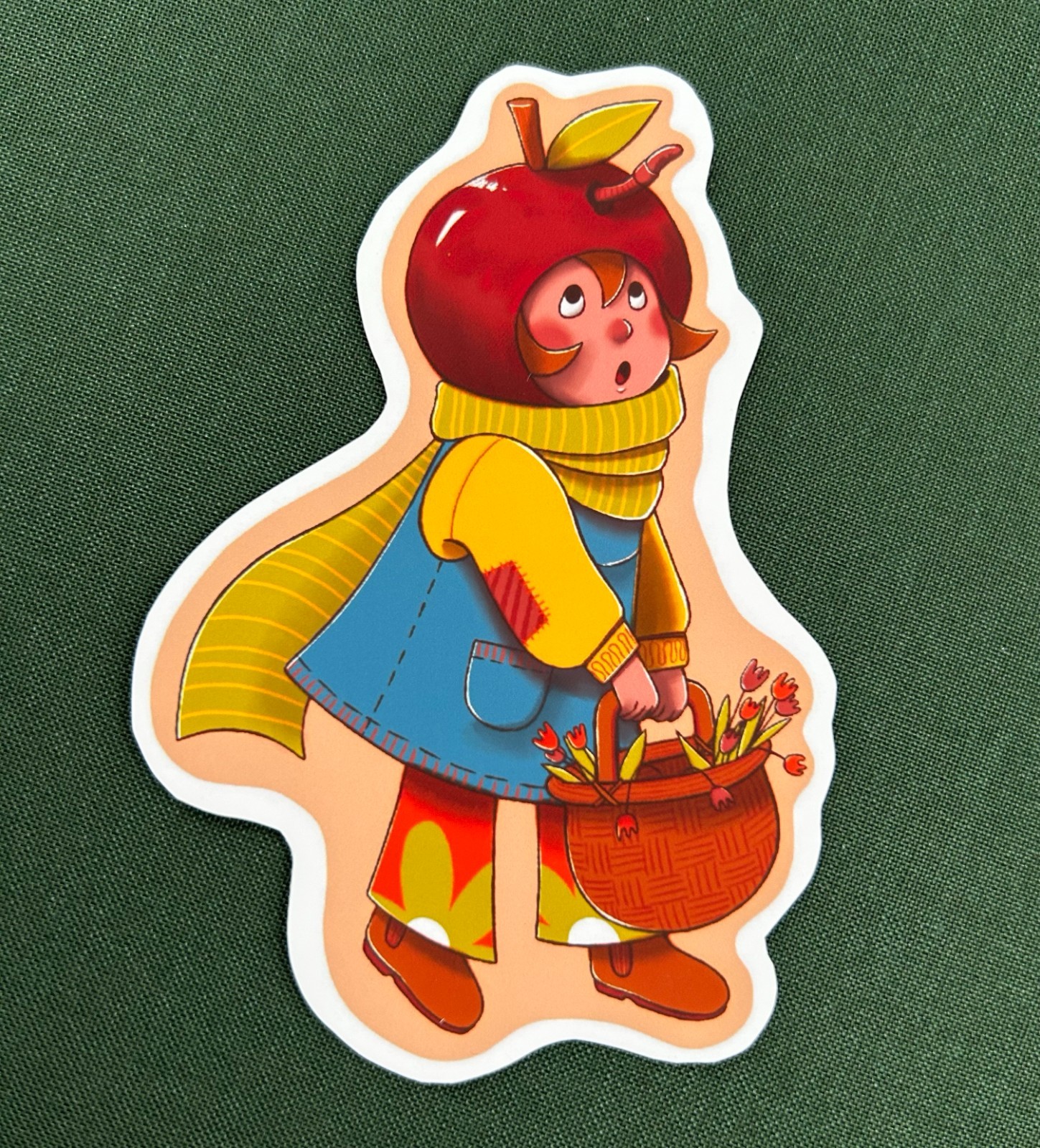 STICKER – "Apple Girl" illustration glossy sticker, 4 inches