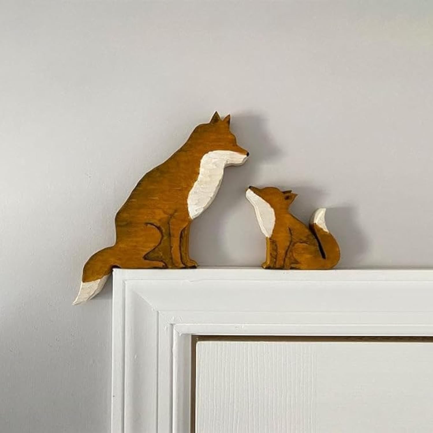 Mama and Baby Fox Door Topper Adorable Fox Shape Statue Door Corner Sculpture…