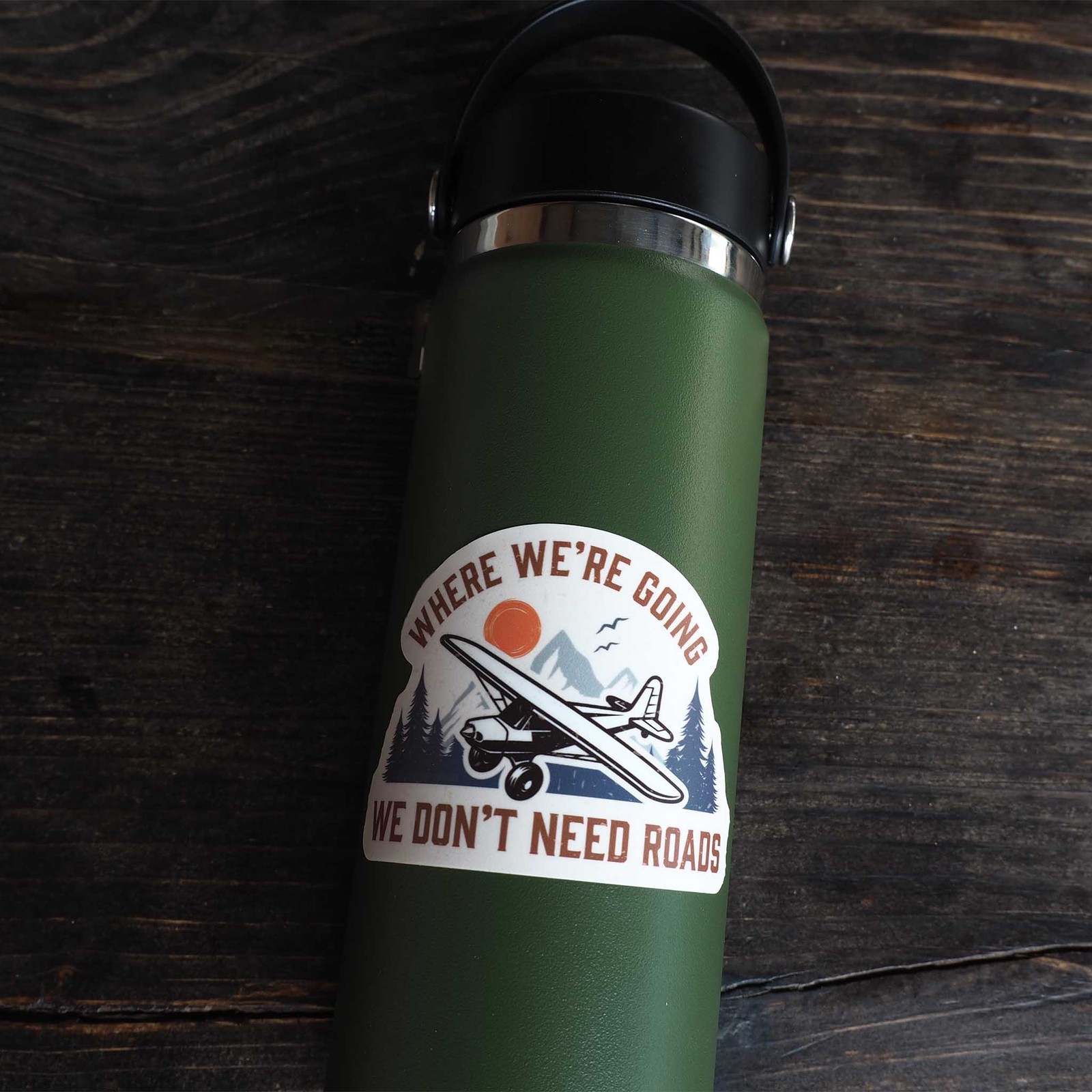Where We're Going We Don't Need Roads Airplane Pilot Sticker