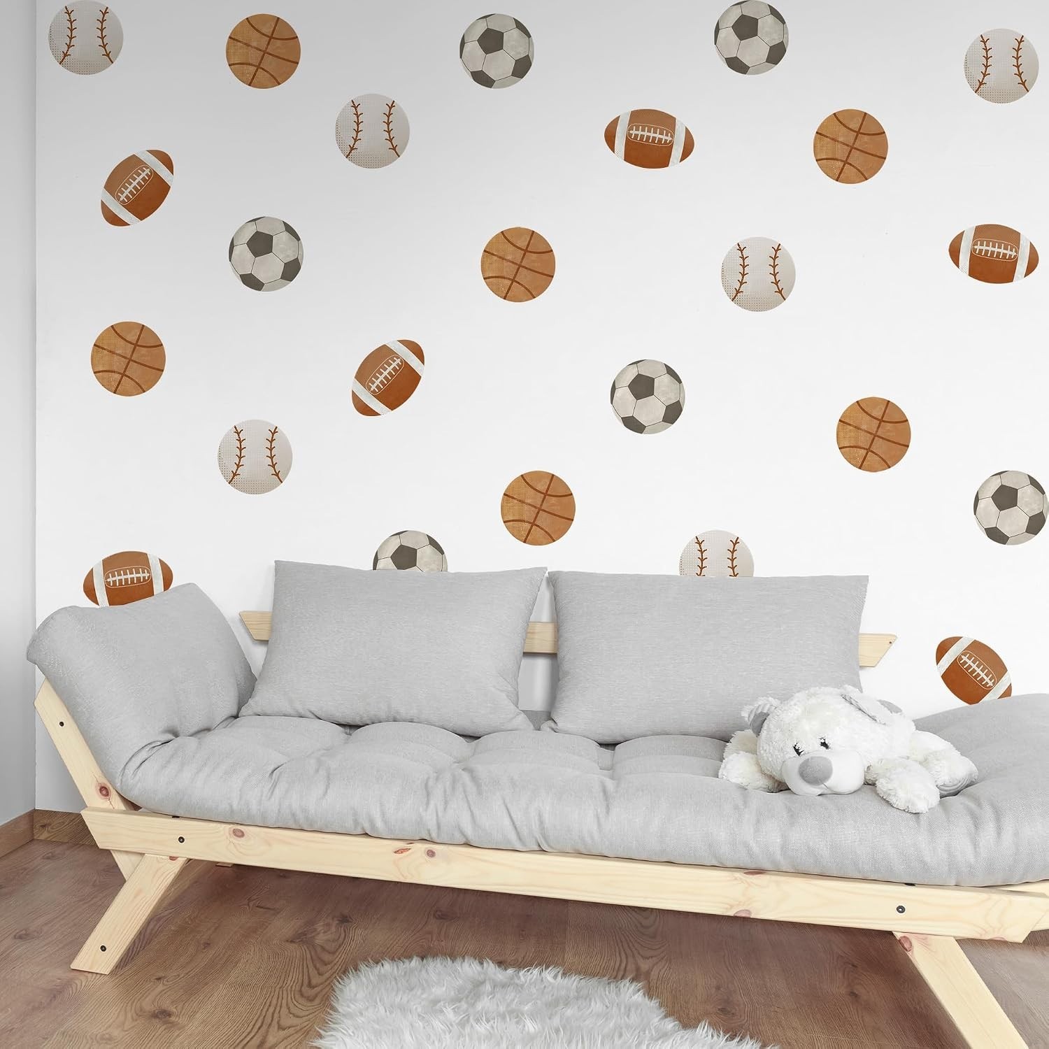 Sports Balls Wall Decal Football Basketball Soccer Rugby Baseball Kids Room D…