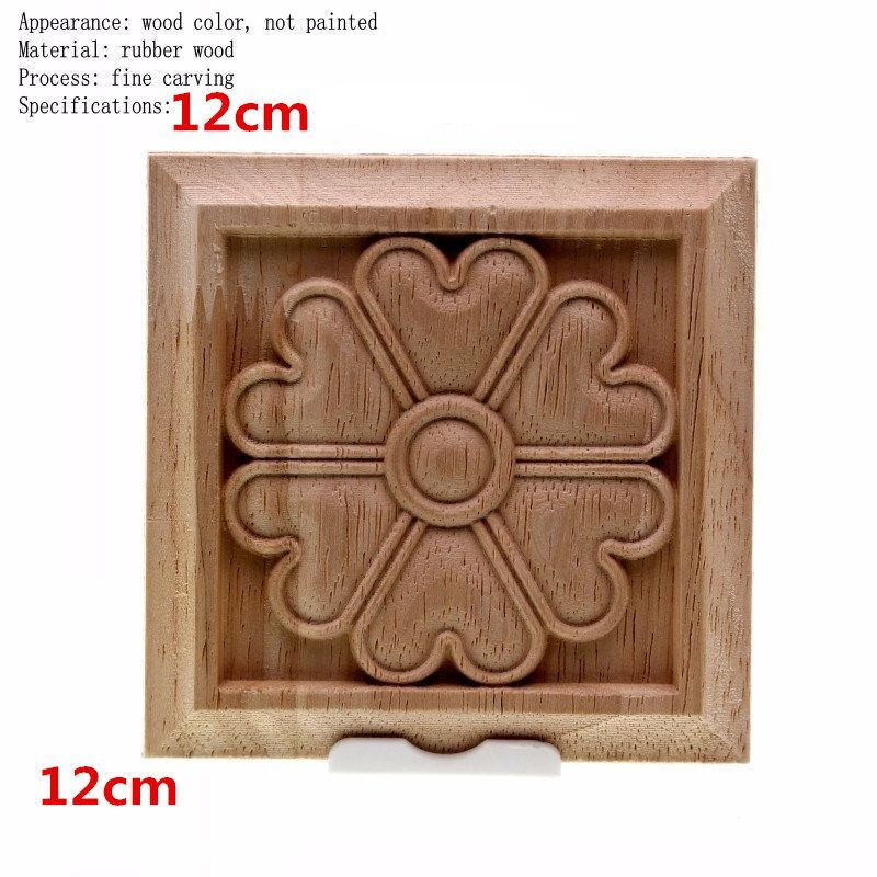 Unpainted Wood Color Decal Applique Furniture Square Home Decoration Accessories