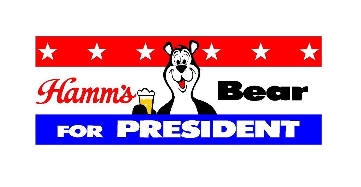 2 x 5 Hamm's Sasha for president sticker mancave garage toolbox car bumper