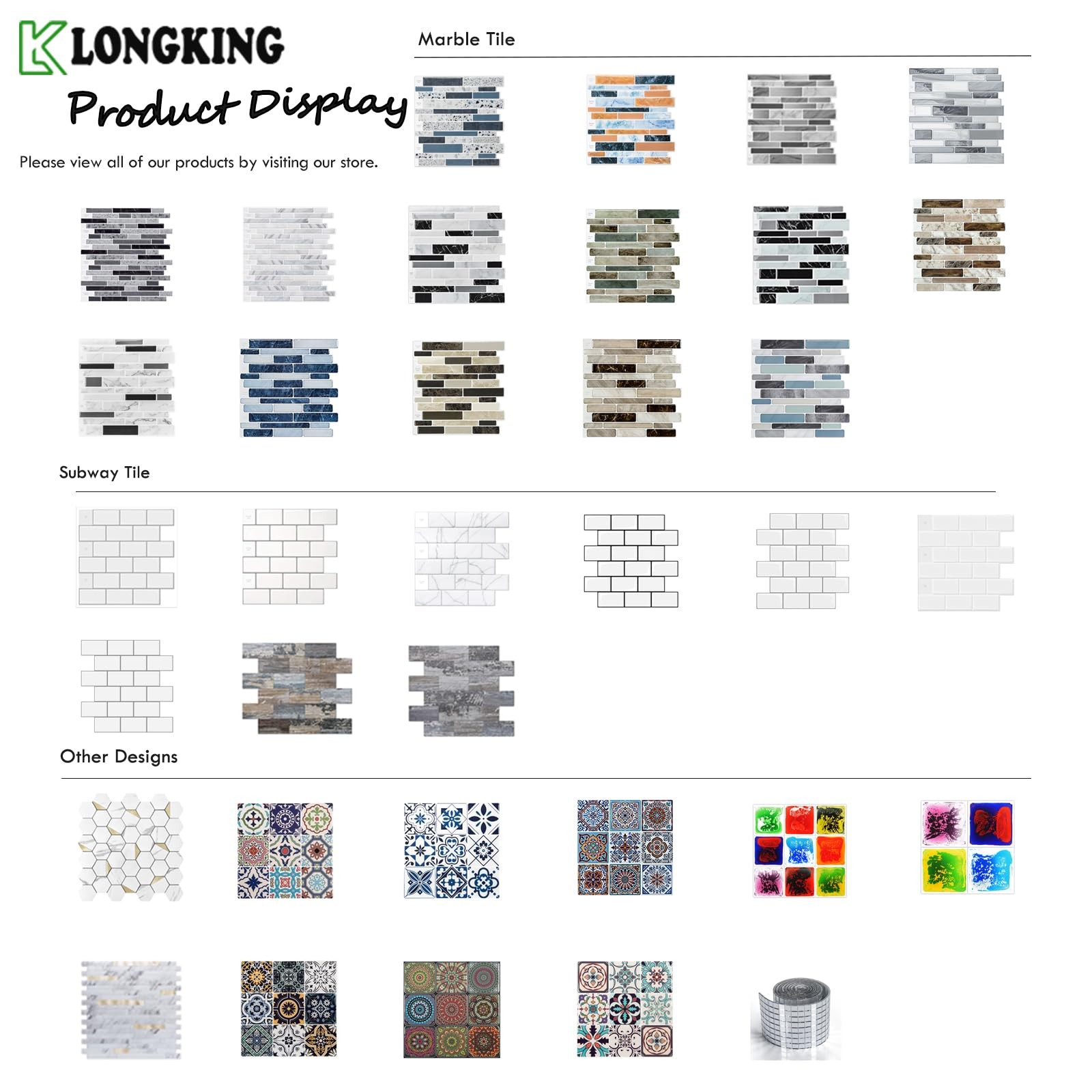 LONGKING 10-Sheet Peel and Stick Tile 12inches x 12inches, Light Brown