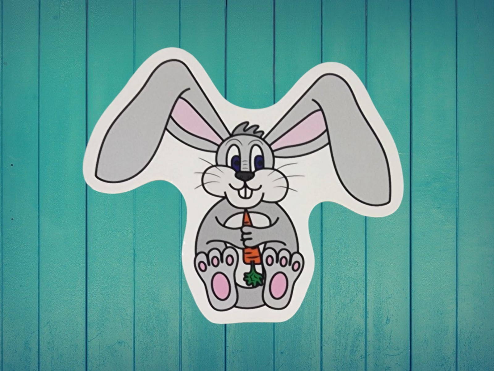 Cartoon Bunny, Glossy, Waterproof Sticker
