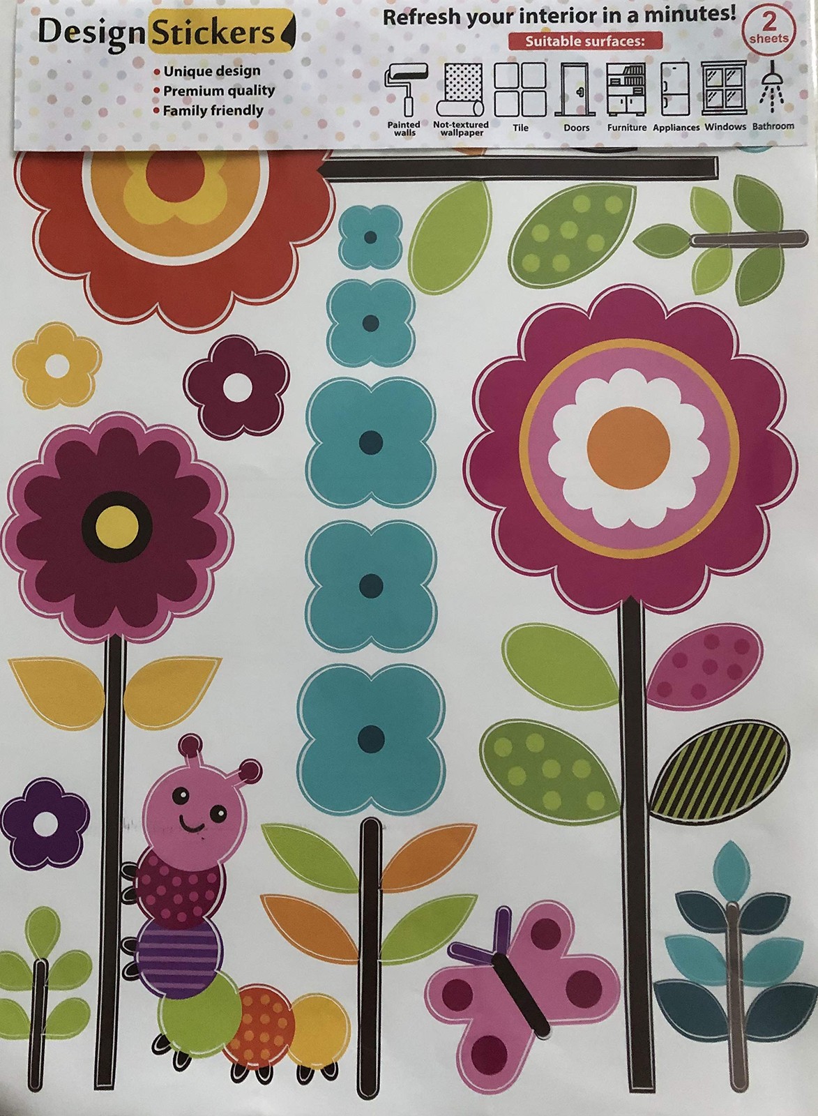 Flower Wall Stickers for Kids – Floral Garden Wall Decals for Girls Room – Re…