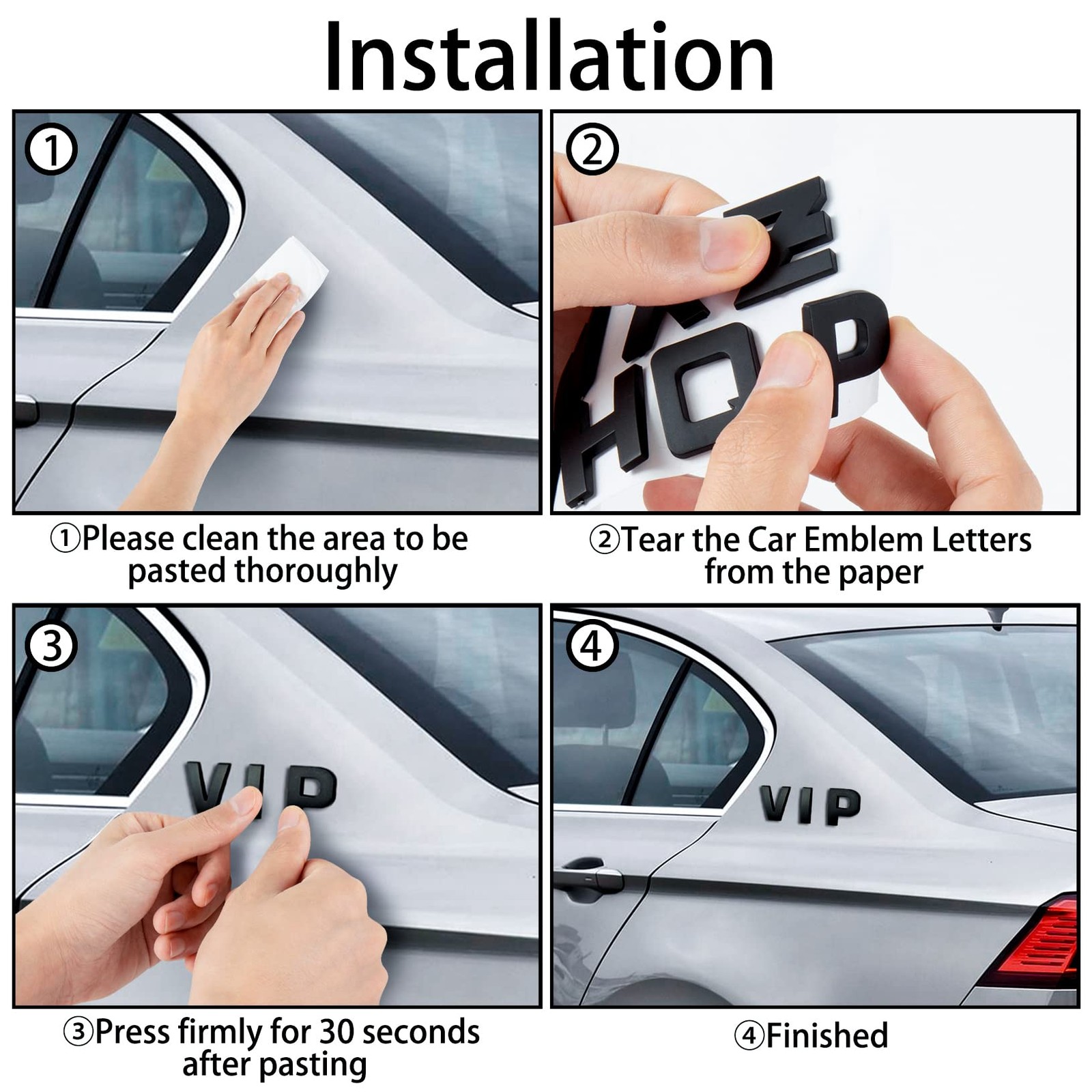 Lamoutor 43Pcs Car Emblem Letters Small size (height 1.1 inches), B-Black