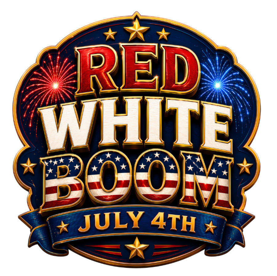 STICKER RED WHITE BOOM 4th of july 250th of America Glossy Vinyl Decal USA