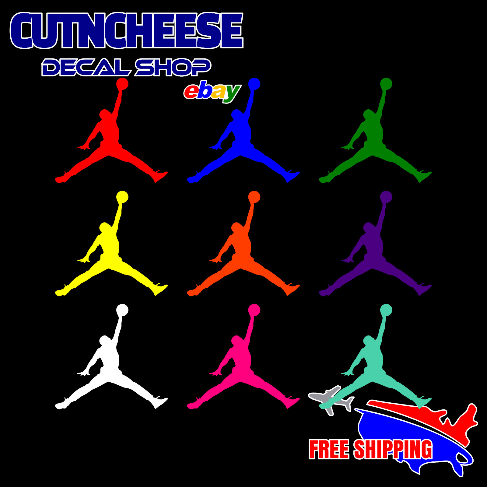Air Jordan Jumpan Sticker Pack, 10 Pcs 3" Custom Cut Vinyl Decal