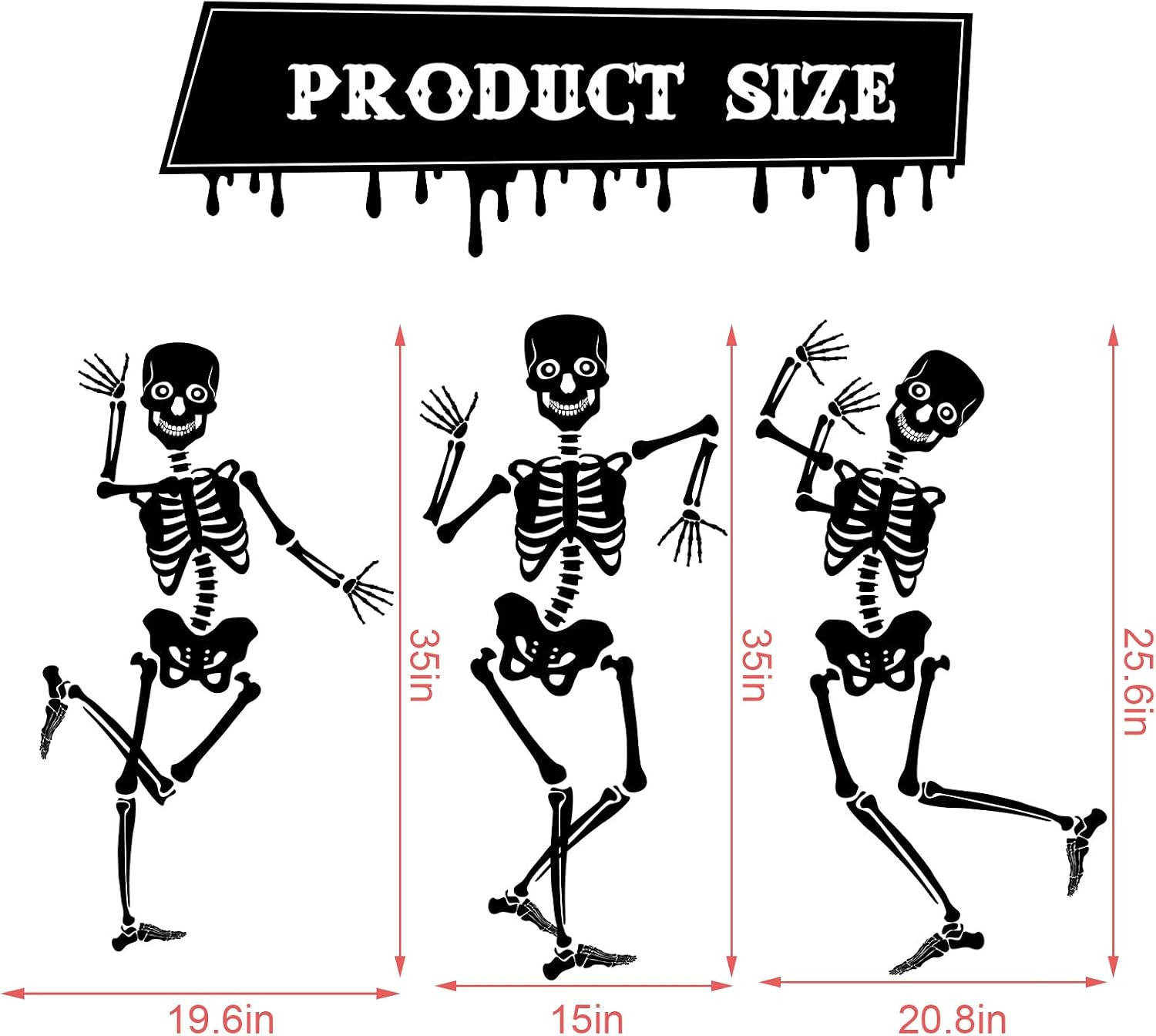 31Pcs Halloween Garage Decoration Magnet Stickers Black Dancing Skeleton Bat Ref
