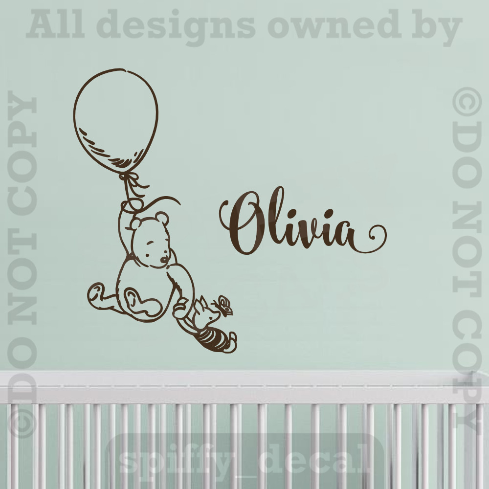 Personalized Name Classic Pooh Balloon Quote Vinyl Wall Decal Decor Sticker