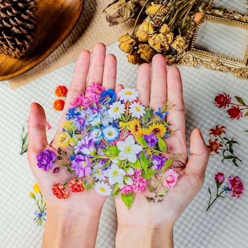 200pcs PET Flower Stickers for Water Bottles, Waterproof Transparent #2