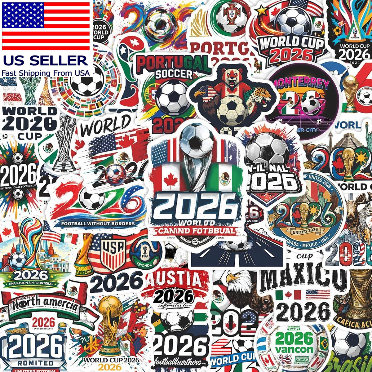 World Cup Football Soccer Stickers Soccer Water Bottle Stickers,Soccer Party Spo