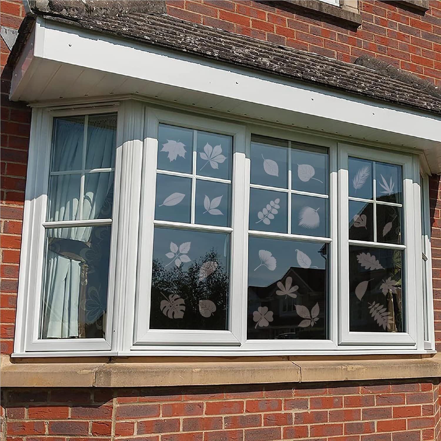 Window Decals for Bird Strikes,52 Pieces Large Leaf Shape Anti Collision Window