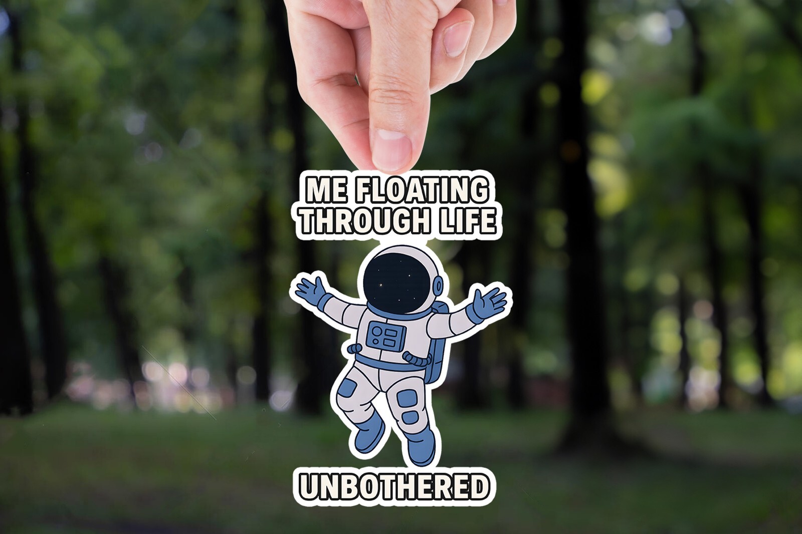 funny astronaut sticker, floating through life meme, unbothered space decal, gal