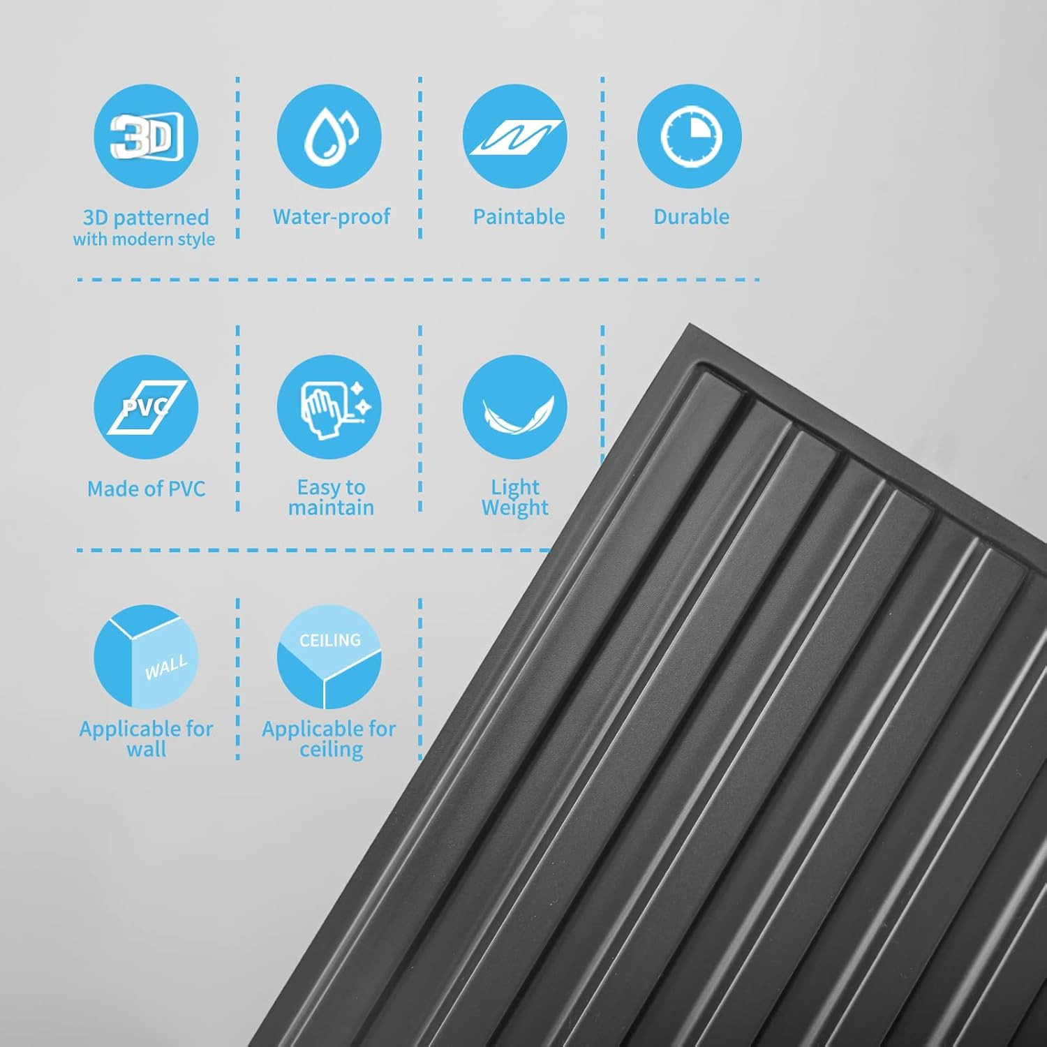 12-Pack Slat Design 3D Wall Panels for Interior Wall Decor, 2X4 FT PVC Decorativ