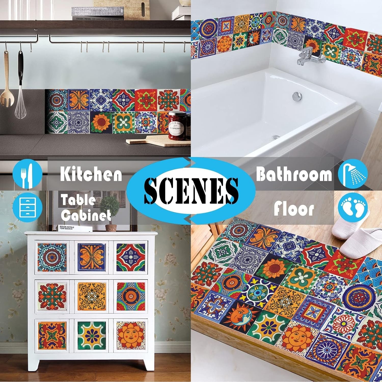 Tile Stickers Wall Decor Bathroom Kitchen Wall Sticker Waterproof PVC Decoration