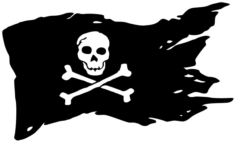 Pirate Flag Skull & Crossbones Die Cut Decal Multiple colors Made In USA