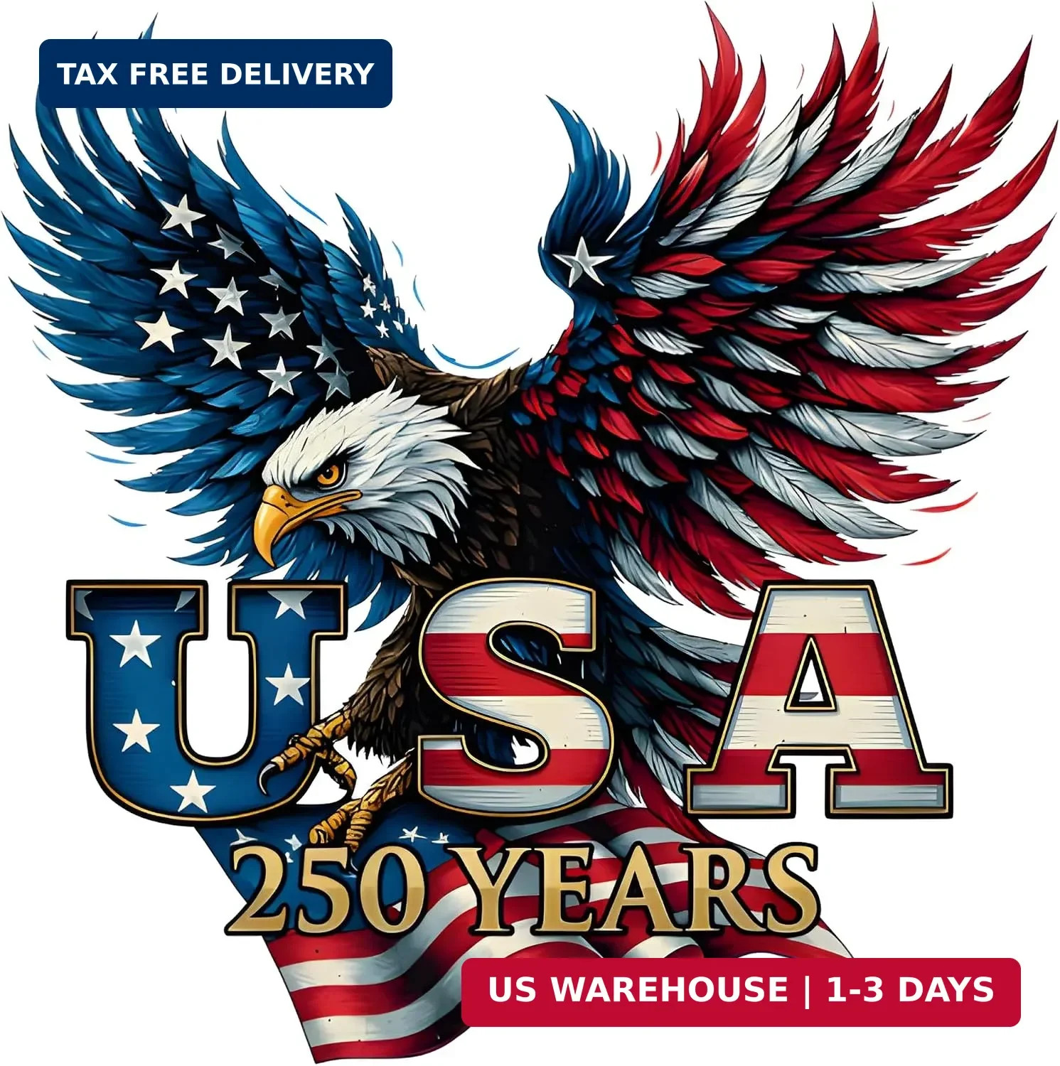 Car Decals Set 2pcs USA 250th Anniversary Patriotic Vinyl Stickers