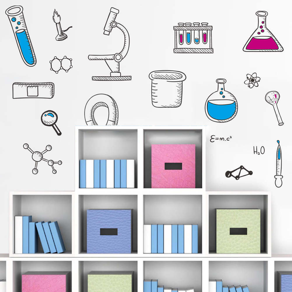Science Laboratory Wall Decals Vinyl Stickers Nursery DIY Home Art Decorations