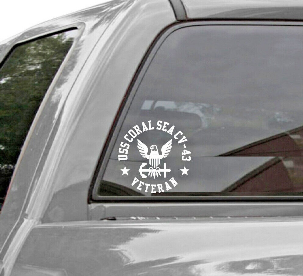USS CORAL SEA CV-43 Vinyl Window Decal U.S. NAVY Style