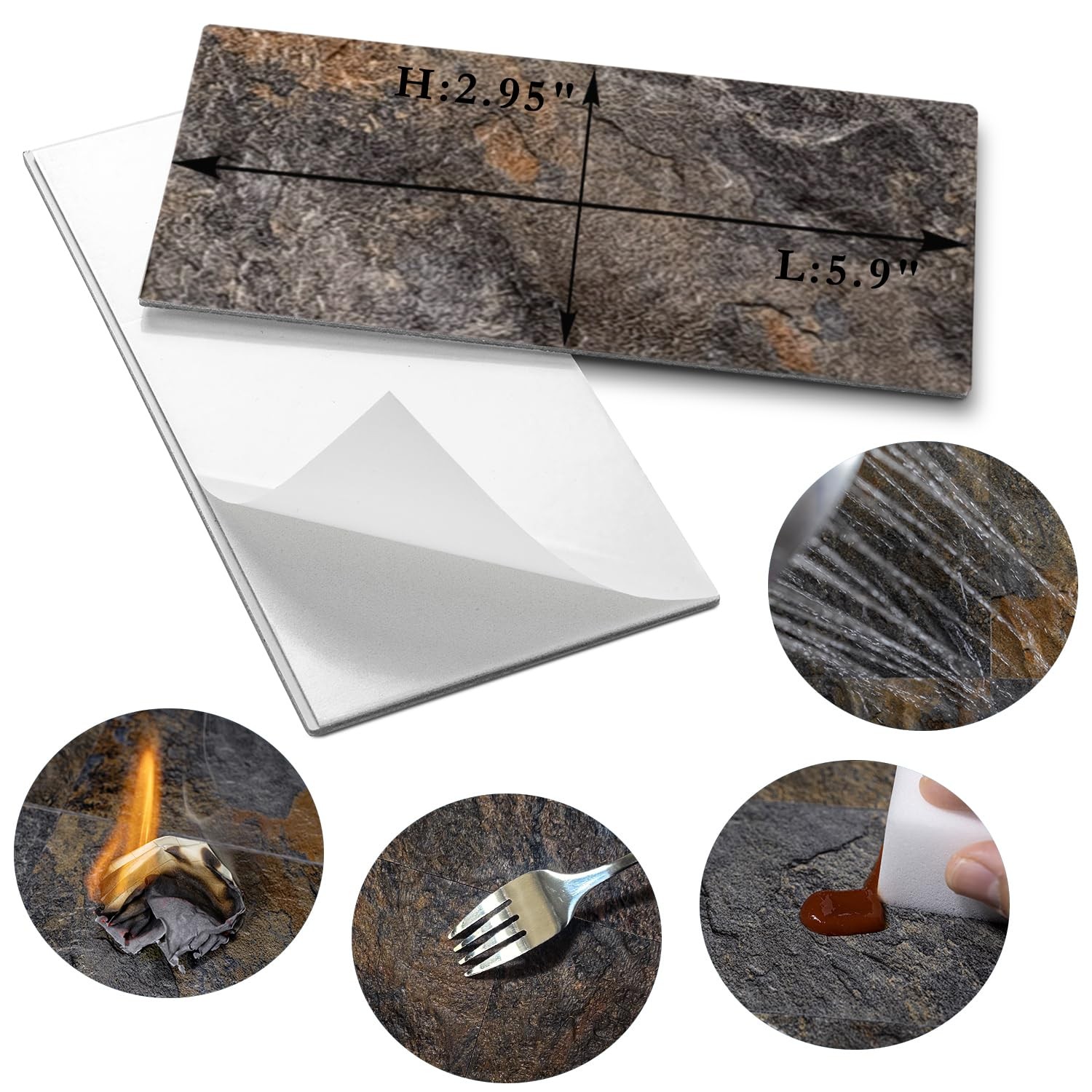 100 Piece Rust Slate Peel and Stick Backsplash Wall Tiles, 3" x 6" PVC Faux S…