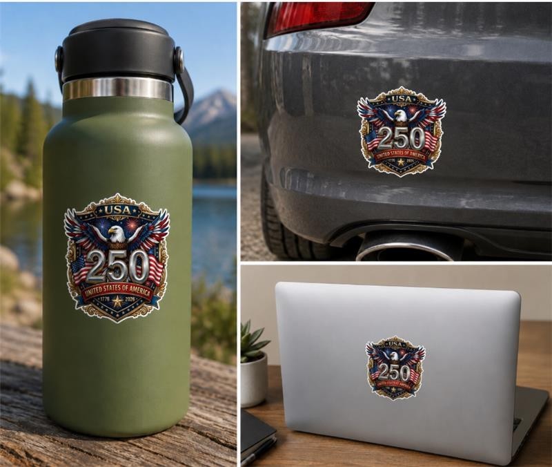 250th USA Anniversary Laminated Sticker 1776-2026 America Decal MAGA EAGLE