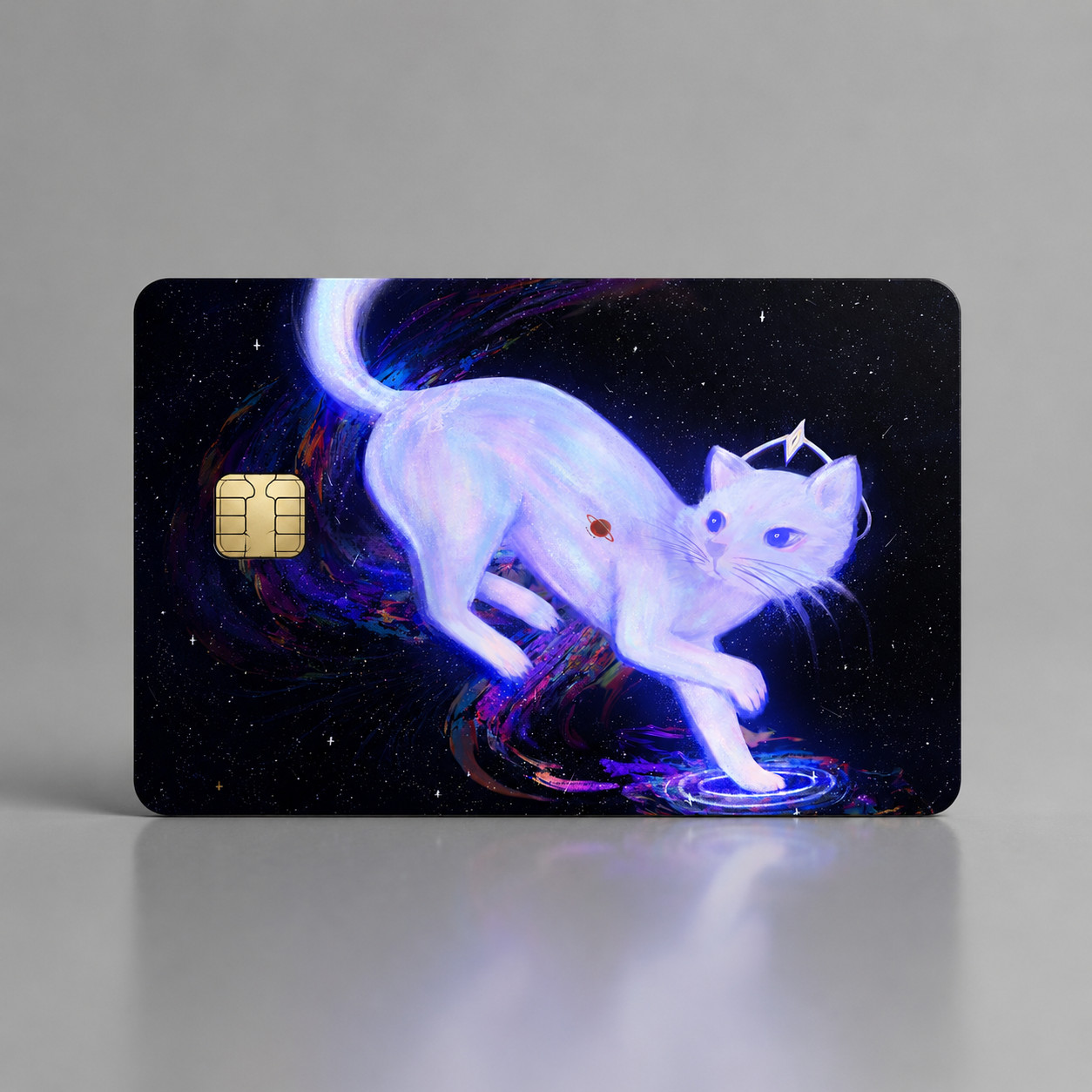 The White Galaxy Cat Debit Card Credit Card Skin