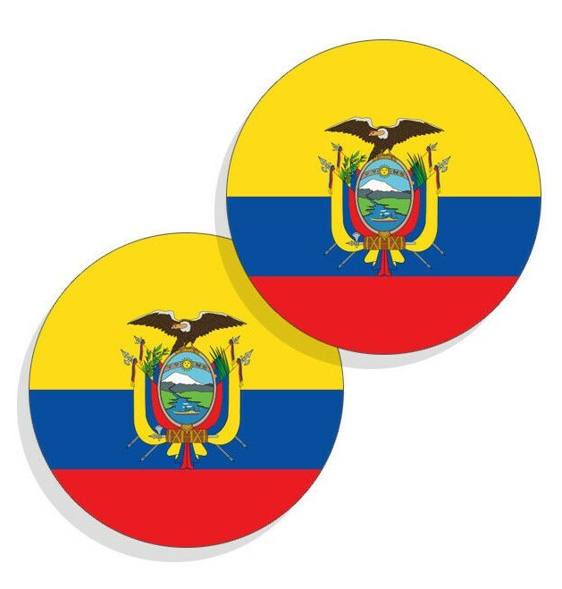 Ecuador Flag Stickers Flag Decals Vinyl Indoor Outdoor Stickers Round 4 pack