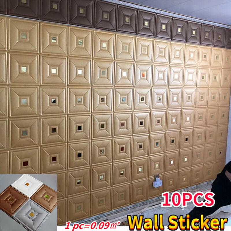 3D Foam Wall Sticker Wallpaper Mirror Decal Waterproof Self Adhesive Home Decor