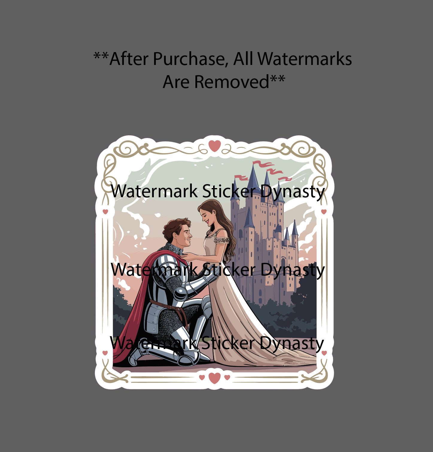 Knight and Princess Sticker Waterproof Decal Love Fantasy Castle Movie Gift NEW