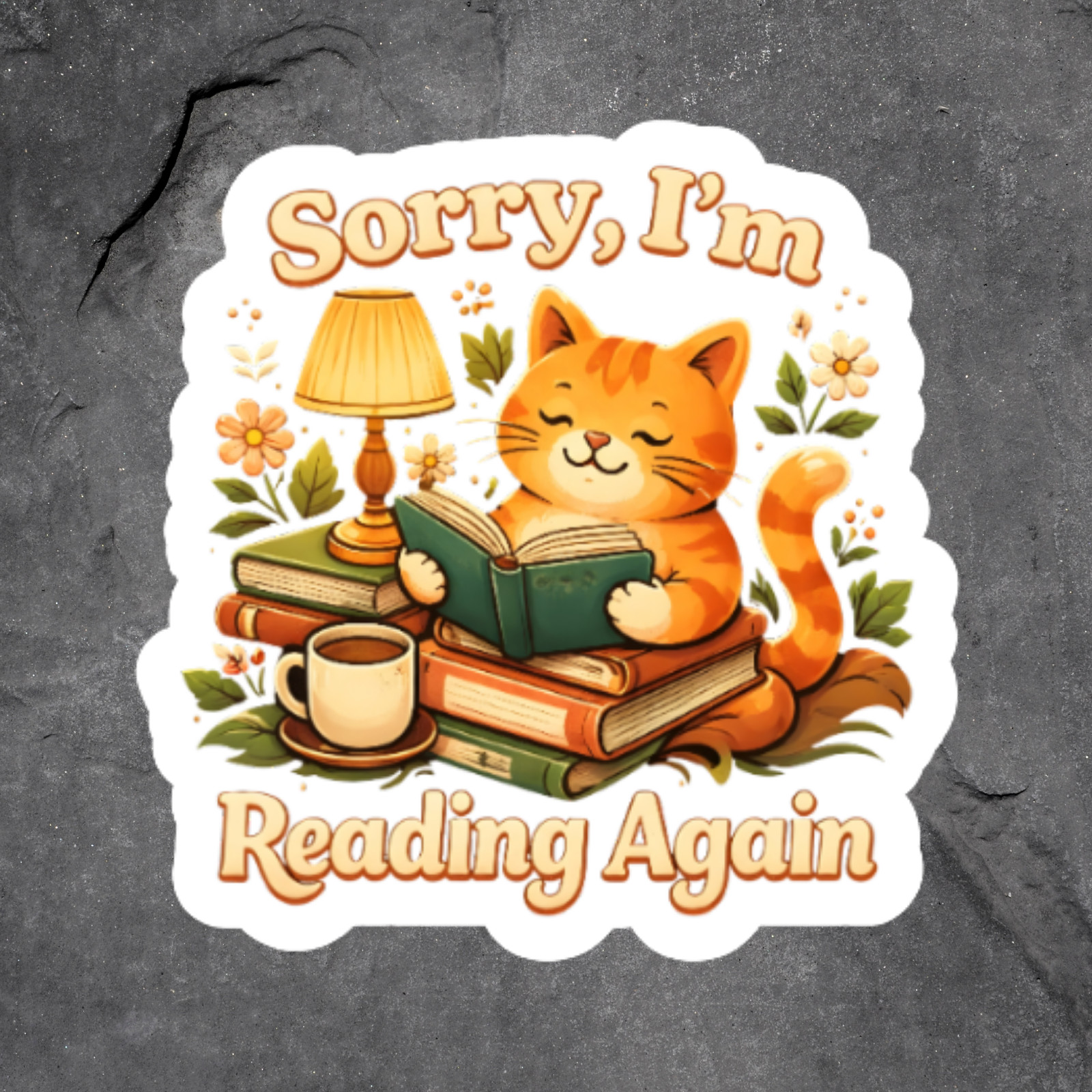 Cat Sticker Vinyl Decal Reading Cat Book Lover Cute Cozy Aesthetic