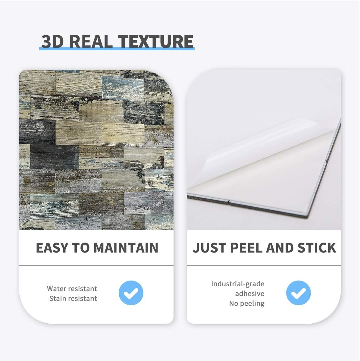 Art3d Peel and Stick Distressed Rustic Wood Panel 5-Sheet, Baywood