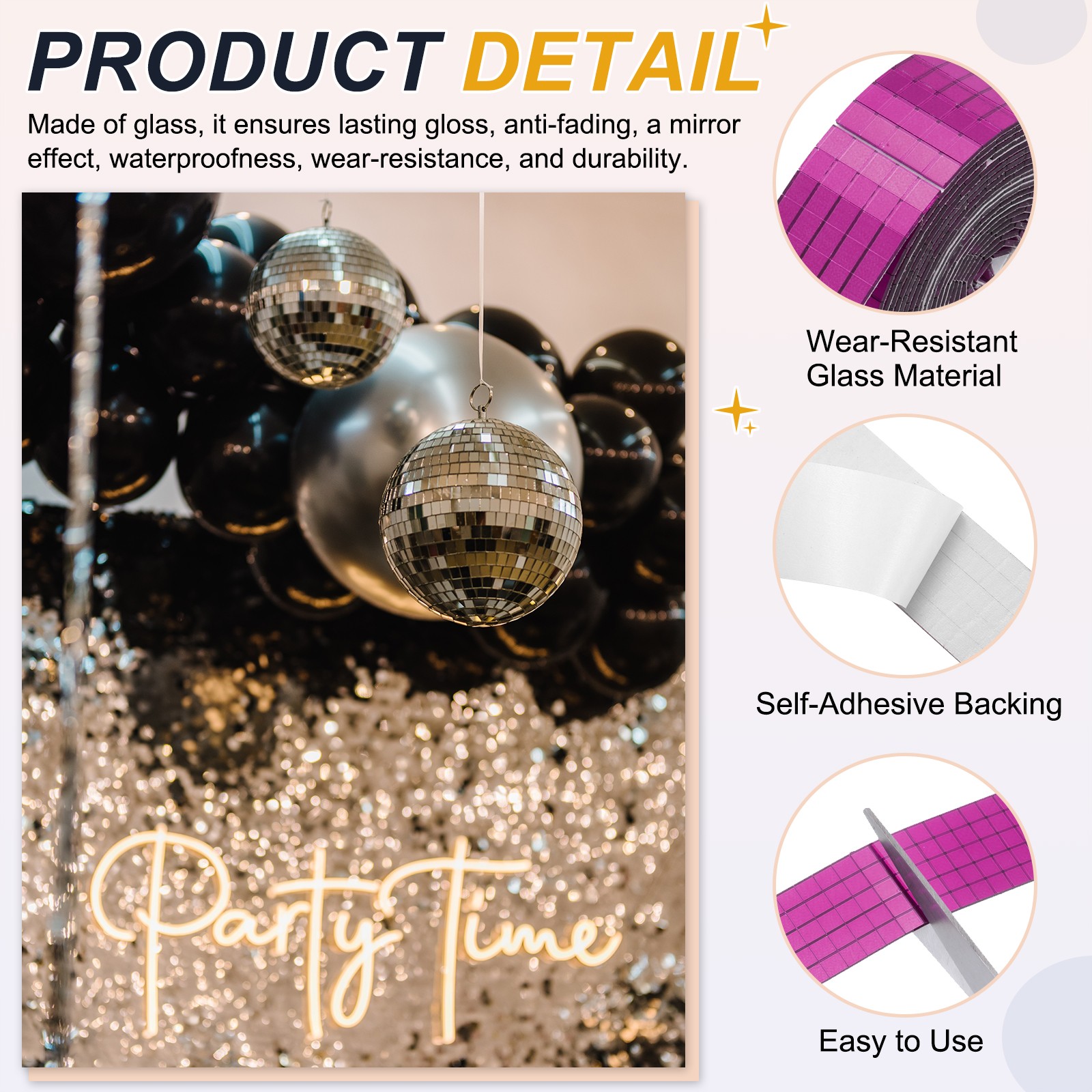 5x5mm Self Adhesive Mirrors Mosaic Tiles, 2500 Pcs Mosaic Sticker, Rose Red